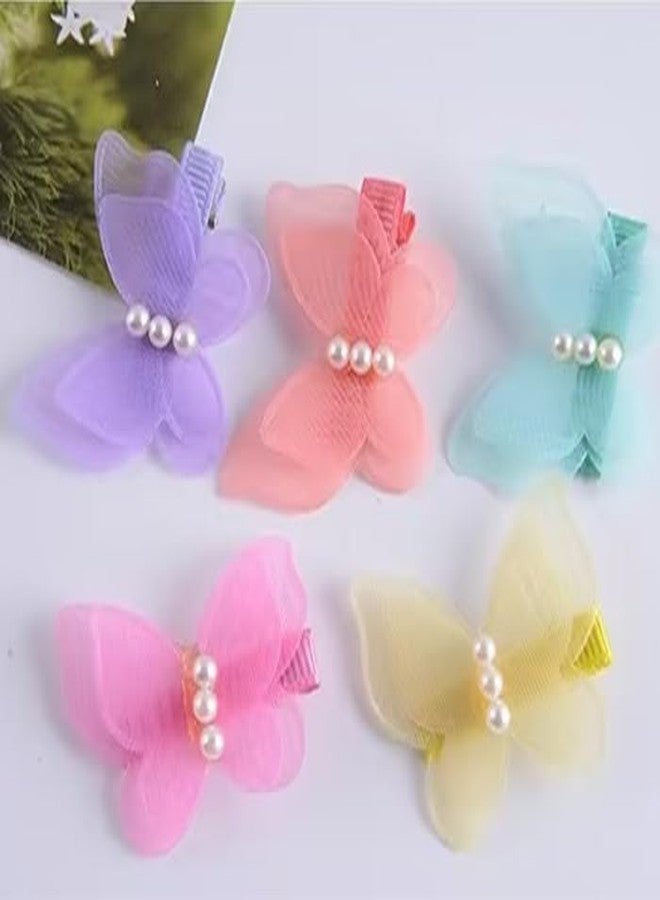 aoukoslt 5Pcs Puppy Hair Bows, Stochastic Dog Hair Clip Bow Butterfly with Pearl Style Hair Clip, Barrette for Cat Dog Puppy Hair Accessories, Puppy Bows - Image 1
